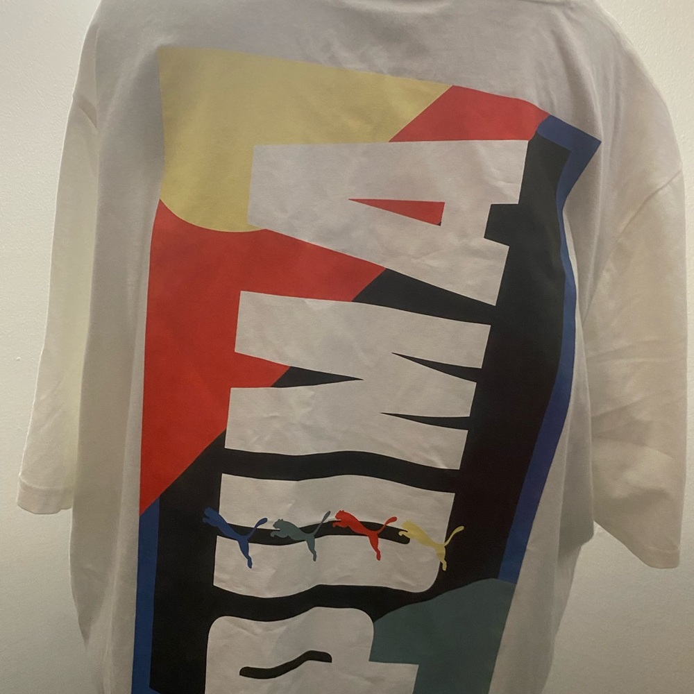 Puma White Tee with Multicolor Graphic - Picture 4 of 6